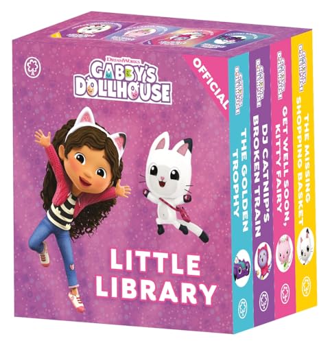 Gabby's Dollhouse Little Library slipcase featuring Gabby and Pandy Paws with four small books.