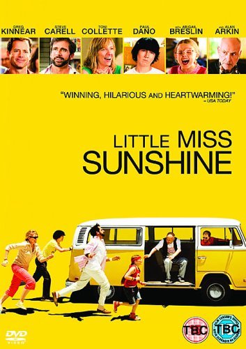 DVD cover for Little Miss Sunshine featuring a yellow background and a yellow van.