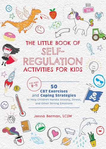 Book cover with colorful illustrations of dragons, unicorns, and coping skill icons.