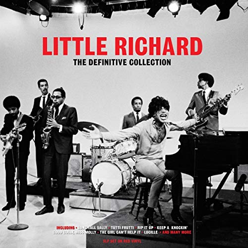 Little Richard’s “Definitive Collection” red vinyl record cover with band photo.