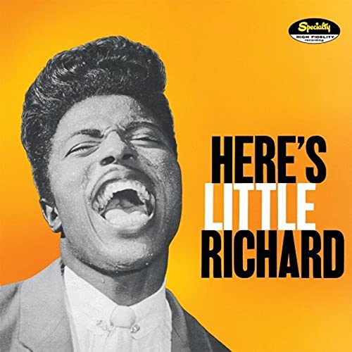 Little Richard album cover, black and white portrait with bold text.