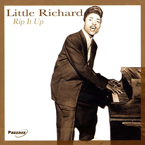 Little Richard album cover, black and white portrait at a piano.