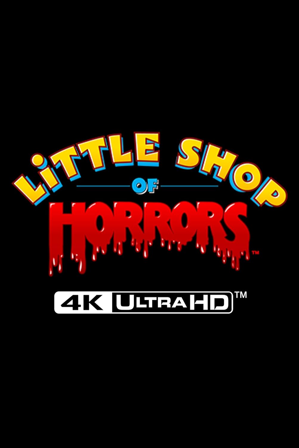 Little Shop of Horrors" logo with dripping red text on black background.