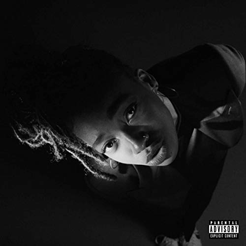 Black and white album cover featuring a woman with braided hair and a parental advisory logo.