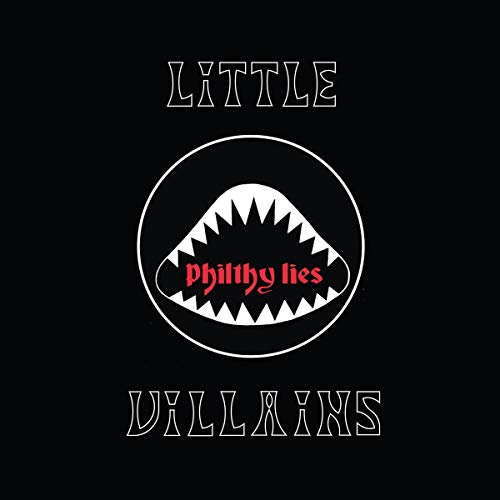 Black album cover with white text and a shark-mouth graphic.