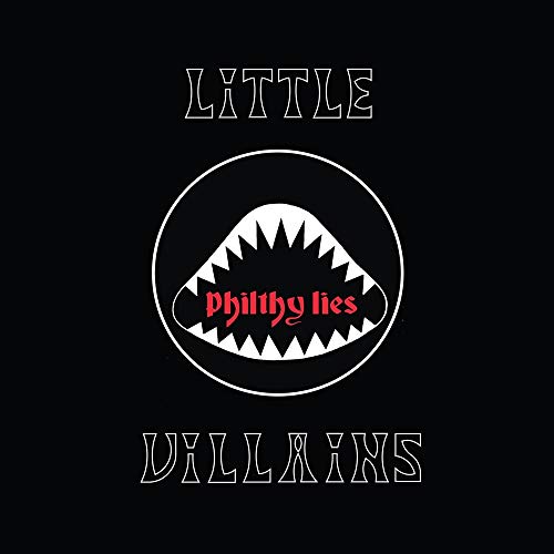 Black album cover with white text and a shark mouth graphic.