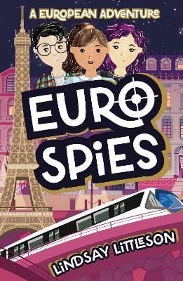 Book cover: “Euro Spies” with three young people and the Eiffel Tower.