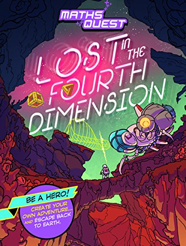 Book cover for Maths Quest: Lost in the Fourth Dimension featuring an astronaut and robot.