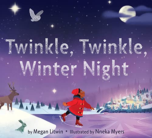 Book cover: child ice skating under a starry winter night sky.