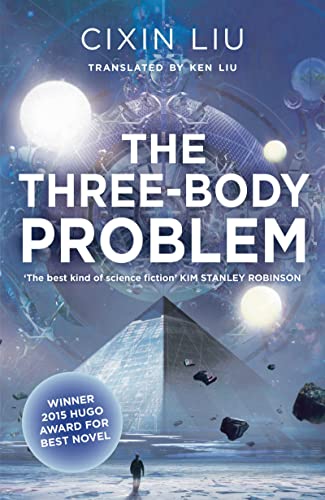 Book cover: "The Three-Body Problem 1" with a pyramid and cosmic imagery.