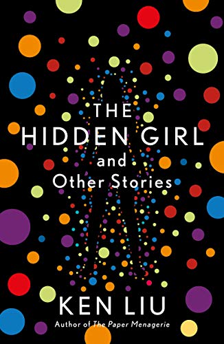 Book cover: colorful polka dots with a silhouette of a girl.