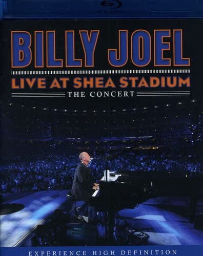 Billy Joel performing on piano at Shea Stadium, Blu-ray cover art.