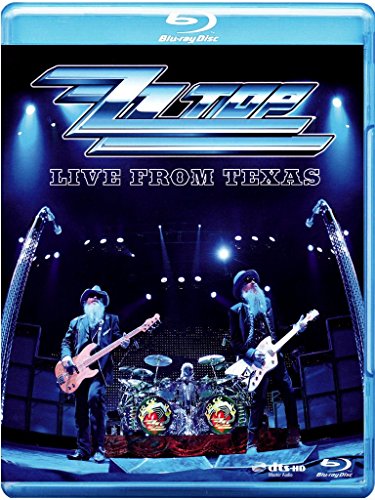 ZZ Top "Live From Texas" Blu-ray case with band performing onstage.