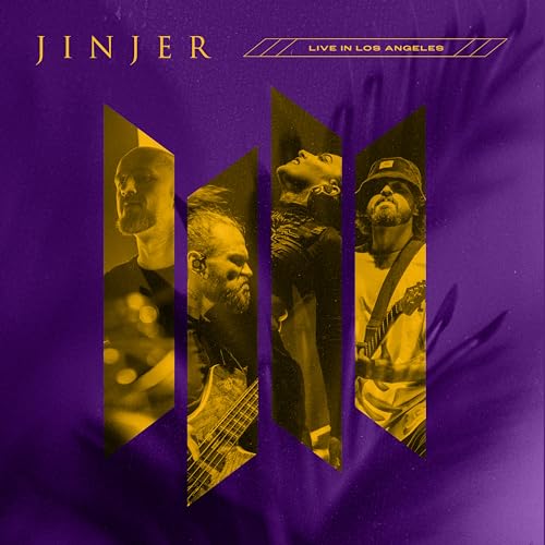 Jinjer band members in sepia tones on a purple background.