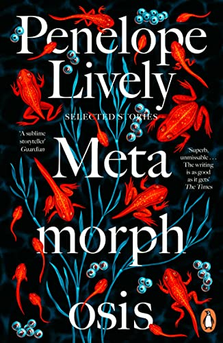 Book cover with red salamanders and blue tendrils, title "Metamorphosis.
