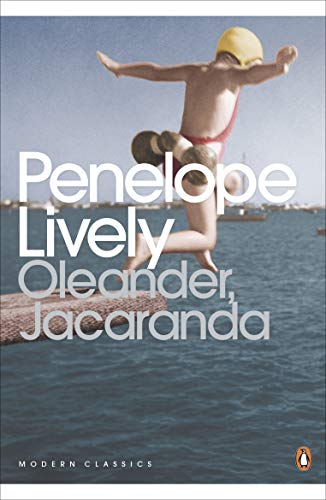 Book cover: boy in swim cap diving from a pier, text "Penelope Lively.
