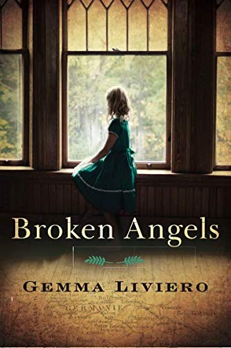 Book cover: girl at window, titled "Broken Angels" by Gemma Liviero.