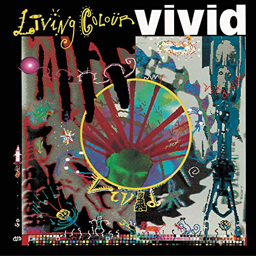 Living Colour’s “Vivid” CD cover: abstract, colorful, and chaotic artwork.