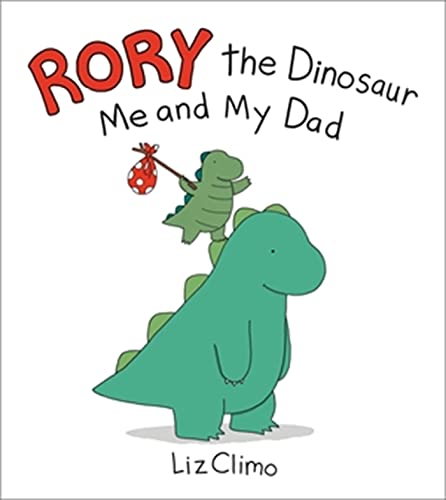 A small green dinosaur carrying a red polka-dot bindle rides on a larger dinosaur.