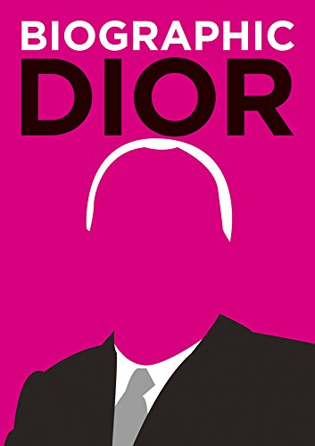 Pink and black graphic portrait of Christian Dior, with text above.