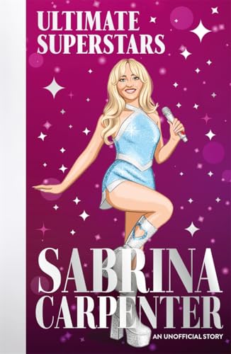 Book cover featuring Sabrina Carpenter holding a microphone, illustrated style.