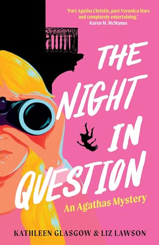 Book cover featuring a blonde girl looking through binoculars against a bright pink background.