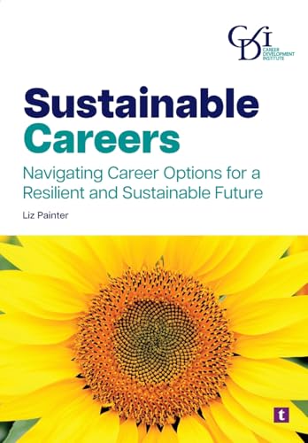 Book cover titled Sustainable Careers with a large yellow sunflower on the bottom half.