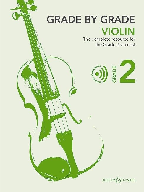 Violin Grade 2 book cover with green illustration of a violin.