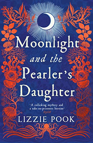 Book cover: ornate blue, orange, and red design with moon and text.
