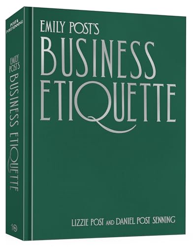 Green book cover with white text: "Emily Post's Business Etiquette".