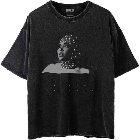 Black and white photo of Lizzo on a small, unisex t-shirt.