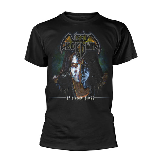 Black t-shirt with album art for Lizzy Borden’s “My Midnight Things.”