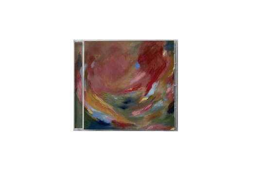 Lizzy McAlpine's "Angel" CD in a clear case, abstract red and pink cover art.