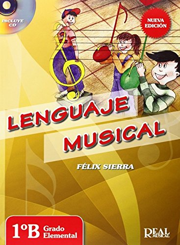 Colorful textbook cover with children, musical notes, and the title "Lenguaje Musical".