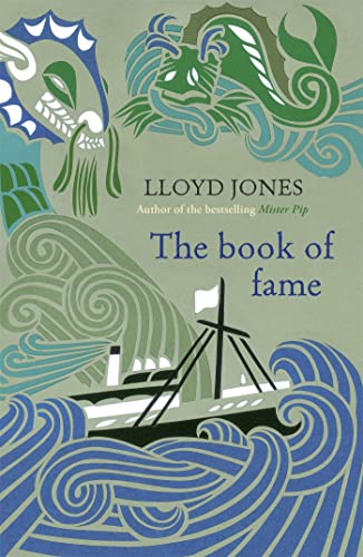 Book cover with swirling waves, a ship, and decorative mythical creatures.