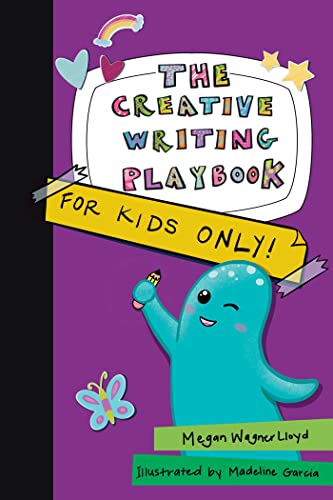 Book cover with colorful lettering, a teal monster, and playful decorations.