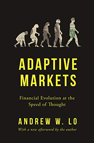 Book cover featuring an evolutionary progression of figures textured with currency on black background.
