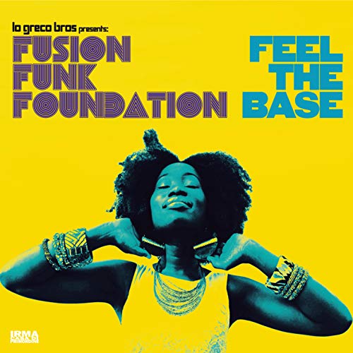 CD cover: woman with afro, bold text “Feel The Base”, yellow background.