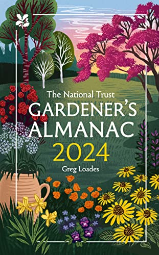 2024 Gardener’s Almanac cover with illustrated flowers, trees, and text.