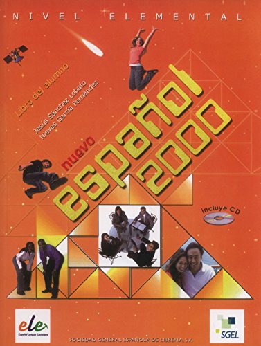 Spanish textbook cover with images of people and a CD icon.