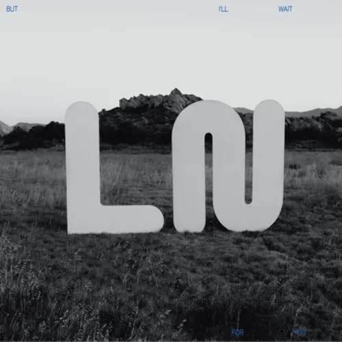 Black and white landscape with large, white “LN” letters in foreground.