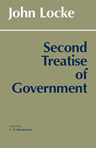 Book cover: "Second Treatise of Government" by John Locke, olive green background.