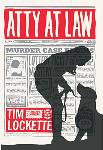 Book cover: "Atty At Law" with silhouetted figure and newspaper background.