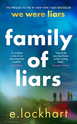 Book cover for Family of Liars by E. Lockhart featuring blue abstract background silhouettes.