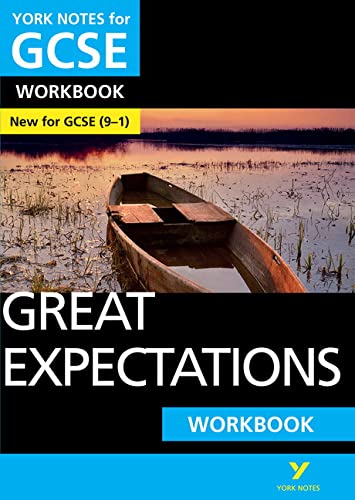 “Great Expectations” GCSE workbook cover with a weathered boat in marshland.