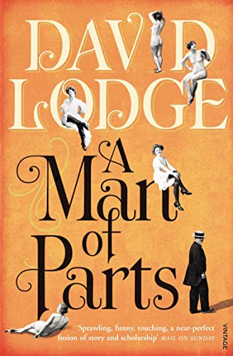 Book cover for "A Man of Parts" by David Lodge with vintage figures.