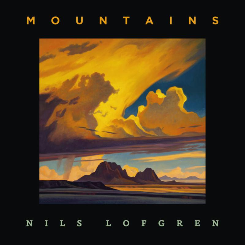 Album cover for Nils Lofgren’s “Mountains” featuring a painted landscape.