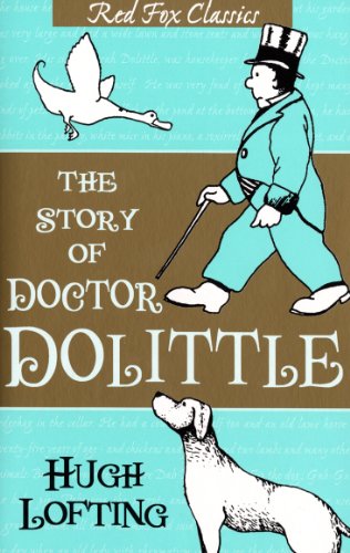 Book cover: Doctor Dolittle with animals, illustrated in a classic style.