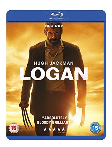 Blu-ray cover featuring Hugh Jackman as Logan with metal claws against a golden background.