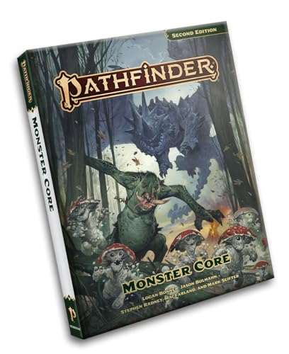 Pathfinder Monster Core book cover with a dragon and forest scene.